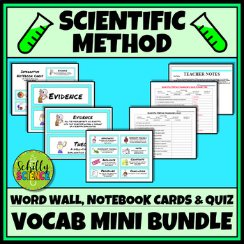 Preview of Scientific Method Vocabulary - Word Wall, Interactive Notebook, & Quiz