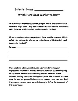 Preview of Scientific Method: Which Hand Soap Works the Best?