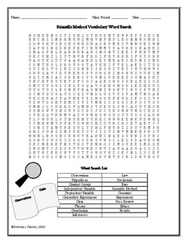 Preview of Scientific Method Word Search & Crossword, Graphic Organizer -PDF