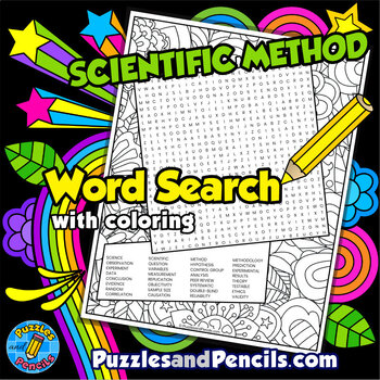 Preview of Scientific Method Word Search Puzzle Activity with Coloring | Science Wordsearch