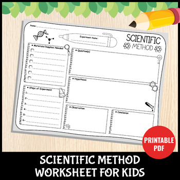 Preview of Scientific Method Worksheet For Kids | Homeschool Science Experiment Activities