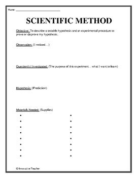 Scientific Method Worksheet - High School by Innovative Teacher | TpT