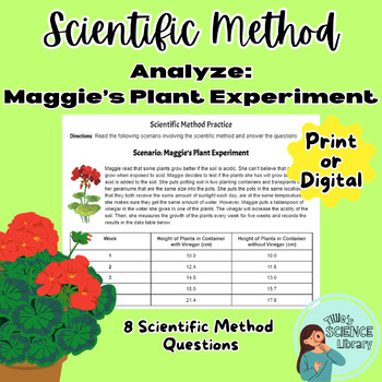 Preview of Scientific Method Worksheet: Maggie's Plant Experiment