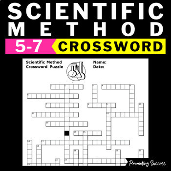 Preview of Scientific Method Crossword Puzzle Activity Worksheet Steps Process 5th Grade