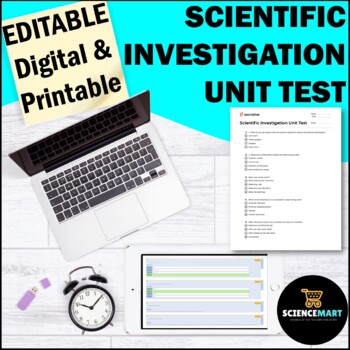 Preview of Scientific Method and Investigation Editable Test and Quiz Assessment  