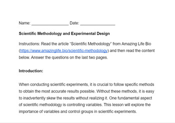 Preview of Scientific Methodology and Experimental Design