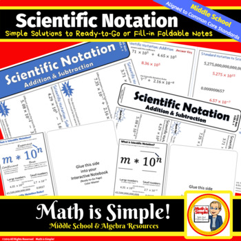 Preview of Scientific Notation - Addition & Subtraction Foldable Notes