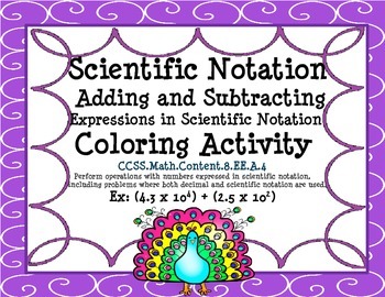 Preview of Scientific Notation Addition and Subtraction - CCSS 8.EE.A.4
