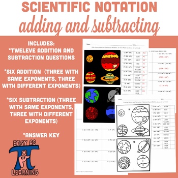 Preview of Scientific Notation- Addition and Subtraction Practice