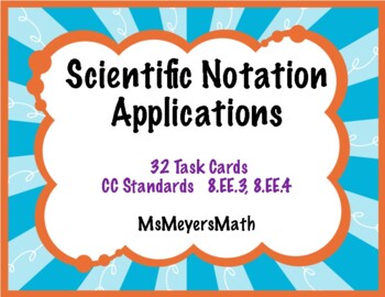 Preview of Scientific Notation Applications Task Cards and Google Slide Task Card Activity