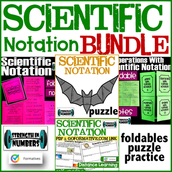 Preview of Scientific Notation BUNDLE: foldable notes, puzzle, digital practice/quiz