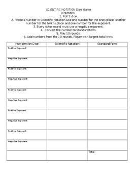 Preview of Scientific Notation Battle Game