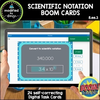 Preview of Scientific Notation Boom Cards 8th Grade No Prep