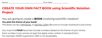 Preview of Scientific Notation - CREATE YOUR OWN FACT BOOK - Project Based Learning