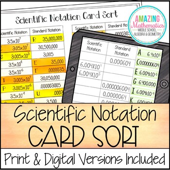 Preview of Scientific Notation Card Sort Activity - PDF & Digital