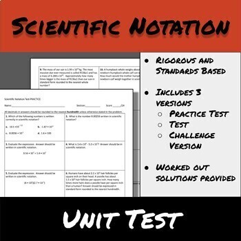 Preview of Scientific Notation-End of Unit Test