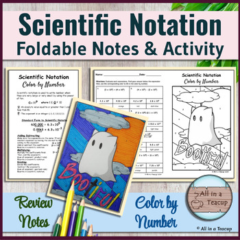Preview of Scientific Notation - Exponents Foldable Notes & Ghost Color by Number Activity