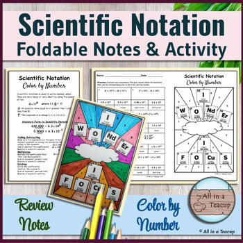 Preview of Scientific Notation - Exponents Foldable Notes and Color by Number Activity