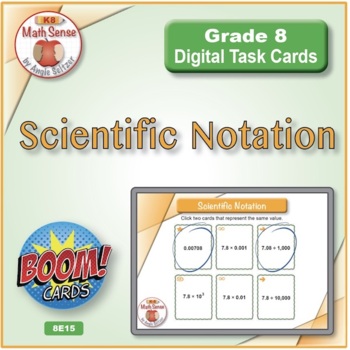 Preview of Scientific Notation Expressions Powers of 10 | BOOM Digital Task Cards 8E15