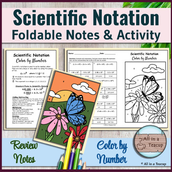 Preview of Scientific Notation Foldable Notes & Butterfly Color by Number Activity
