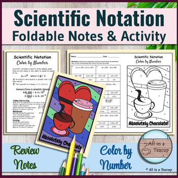 Preview of Scientific Notation Foldable Notes & Valentine Color by Number Activity