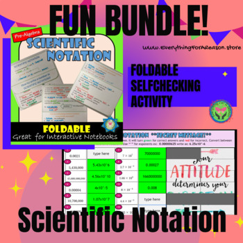 Preview of Scientific Notation Fun BUNDLE: Flippable notes + Self-checking activity