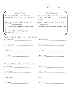 Scientific Notation Homework / Practice Worksheet | TpT