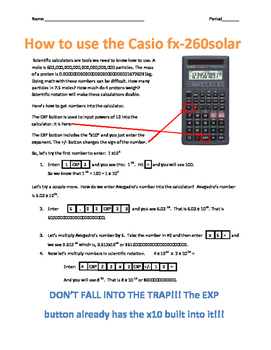 Scientific Notation How To Use The Casio Fx 260solar Calculator By 31 Labs