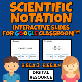 Preview of Scientific Notation Interactive Slides for Google Classroom Digital Resource