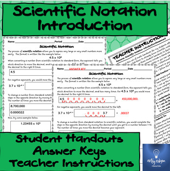 Preview of Scientific Notation Introductory Student Lesson, Handout and Assessment
