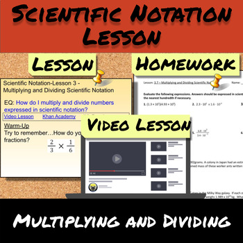 Preview of Scientific Notation-Lesson 3-Multiplying and Dividing