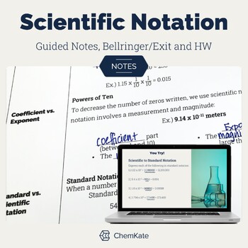 Preview of Scientific Notation Lesson Editable Full Lesson Slides PPT Notes Homework