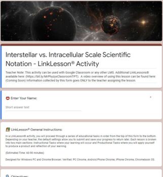 Preview of Scientific Notation LinkLesson® - Online Distance Blended Form Activity