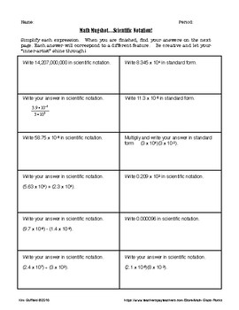 SCIENTIFIC NOTATION ACTIVITY by Math Class Rocks | TpT