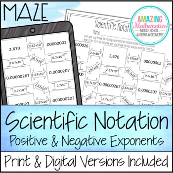 Preview of Scientific Notation Worksheet - Maze Activity