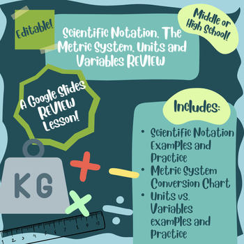 Preview of Scientific Notation, Metric System, Units, Variables: A Google Slides Review!