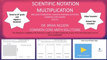 Preview of Scientific Notation (Multiplication) - PowerPoint Lesson & Printables