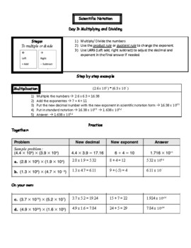 Preview of Scientific Notation Multiplication and Division Notes -No Prep Needed
