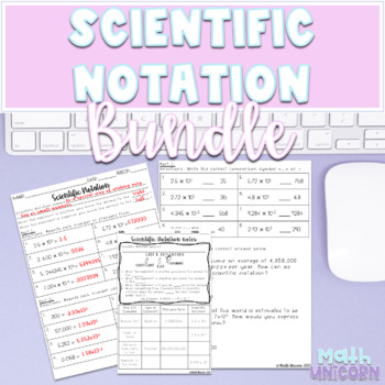 Preview of Scientific Notation | Notes, Worksheet & Exit ticket | TEKs 8.2C | No Prep