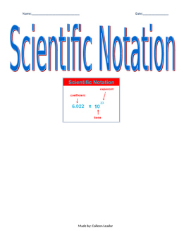 Preview of Scientific Notation & Operations Notes