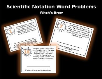 Preview of Scientific Notation Operations in Word Problems Activity:  Witch Brewing!