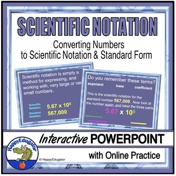 Preview of Scientific Notation PowerPoint with Printable Worksheet