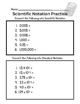 Preview of Scientific Notation Practice