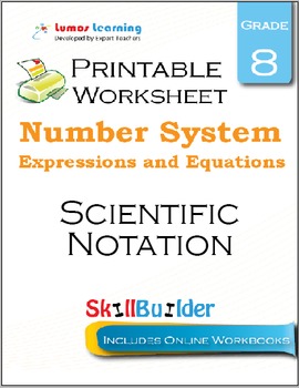Preview of Scientific Notation Printable Worksheet, Grade 8