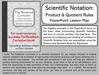 Preview of Scientific Notation:Product & Quotient Rules-The Notebook Curriculum Lesson Plan