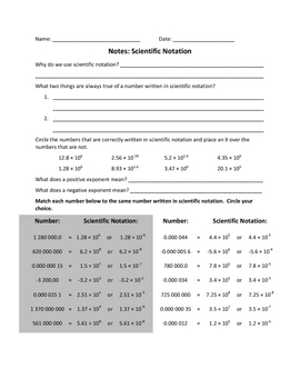 Preview of Scientific Notation Student Notes
