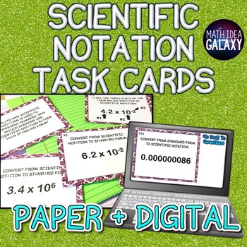 Preview of Scientific Notation Task Cards- Printable & Digital Resource