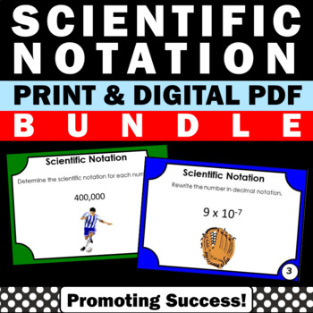 Preview of Decimal Scientific Notation Practice 8th Grade Science Curriculum Test Prep Math