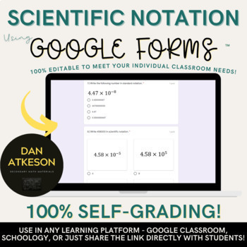 Preview of Scientific Notation Using Google Forms™  ｜ 2 Similar Self-Grading Versions