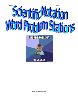 Preview of Scientific Notation Word Problem Stations